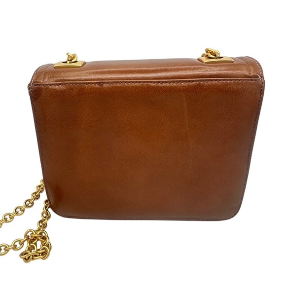 Vintage Brown Leather Gold Sun Medallion Chain Shoulder Bag USA Made - Picture 4 of 16